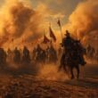 Ateşin ve Demirin İzinde: Moğol İmparatorluğu’nun İran ve Orta Asya Seferleri 12 Cengiz Han’ın ordusunun Orta Asya çöllerinde ilerleyişini tasvir eden dramatik sahne