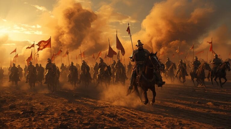 Ateşin ve Demirin İzinde: Moğol İmparatorluğu’nun İran ve Orta Asya Seferleri 16 Cengiz Han’ın ordusunun Orta Asya çöllerinde ilerleyişini tasvir eden dramatik sahne