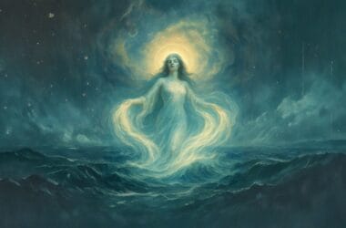 Su Sembolizmi: Mitolojide Yaşamın ve Yeniden Doğuşun Kaynağı 38 Mitolojik bir sahnede, su tanrıçasının evreni sulardan yaratışını simgeleyen tablo.