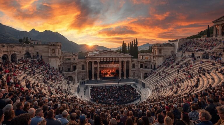 Tragediyanın Tarihsel Yolculuğu: Antik Yunan’dan Günümüze İnsan Dramı 3 Antik Yunan döneminde tragedya sahnesinde maskeli oyuncuların oynadığı bir tiyatro gösterisi.